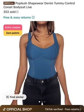 XL Popilush Shapewear Denim Tummy Control
Corset Bodysuit